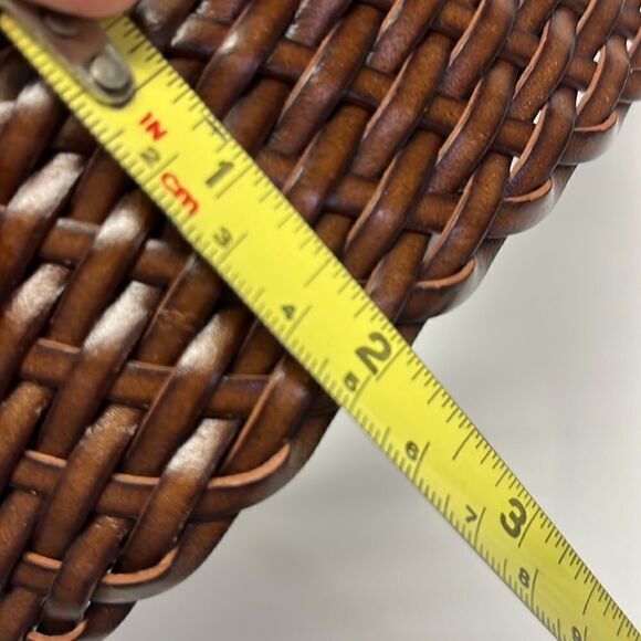 Michael Michael Kors Brown Basketweave Belt with Silver Hardware and Charms- Med